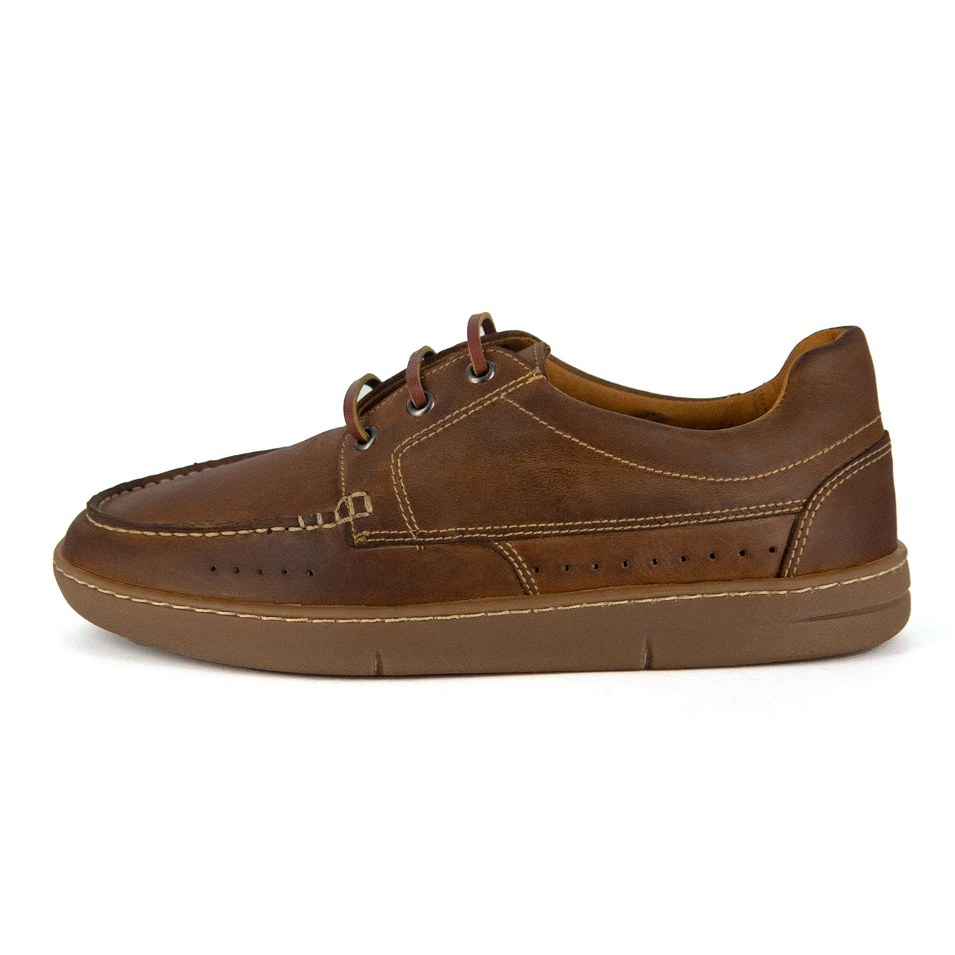 Bukekayo : Men's Leather Boat Shoe in Tan Castrol