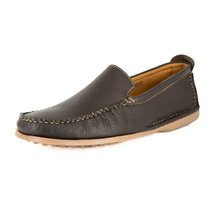 Banakho : Mens Leather Moccasin in Choc Natan