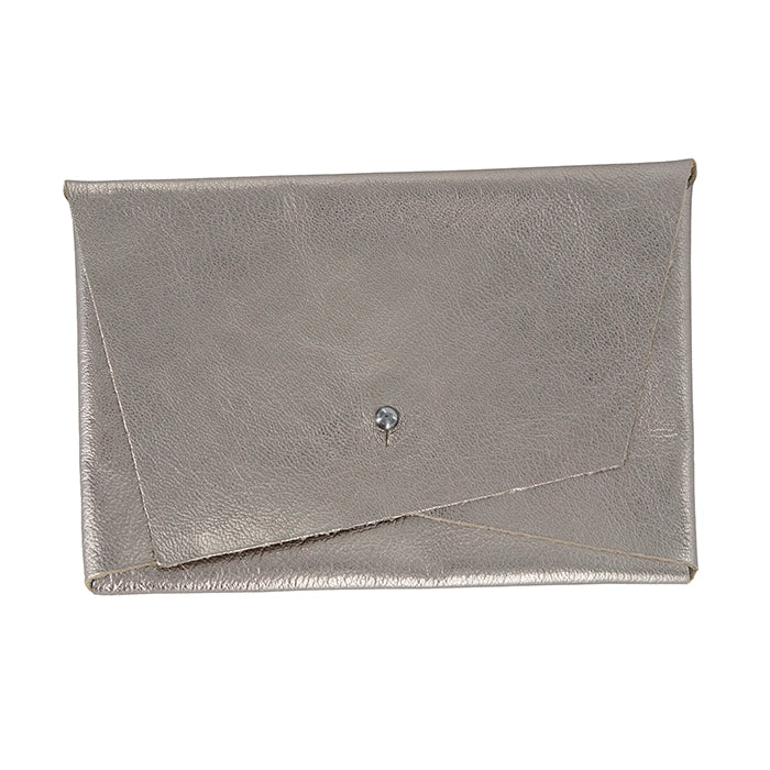 Metallic clutch bag on a white background