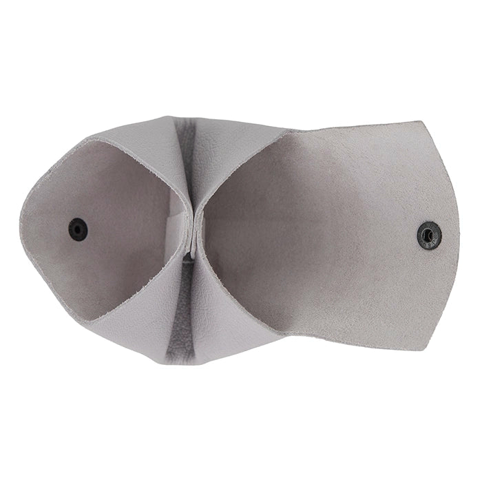 Grey leather pouch on a white background