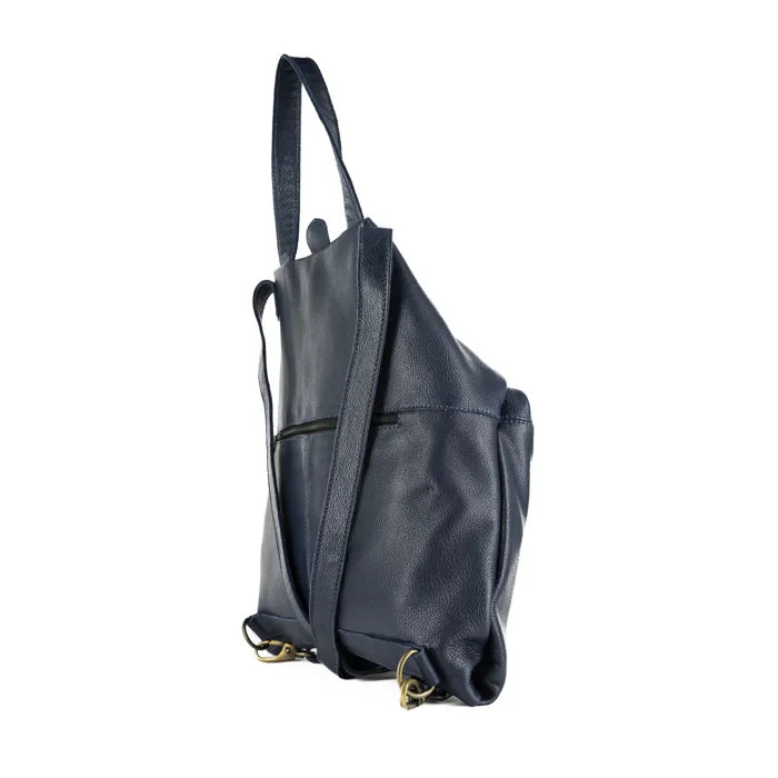 Navy backpack on a white background
