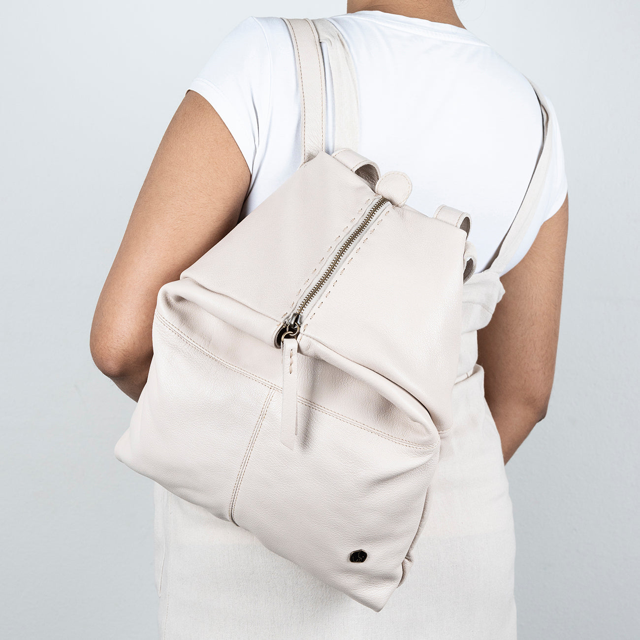 Ncumisa Leather Backpack in Cream - Main Image