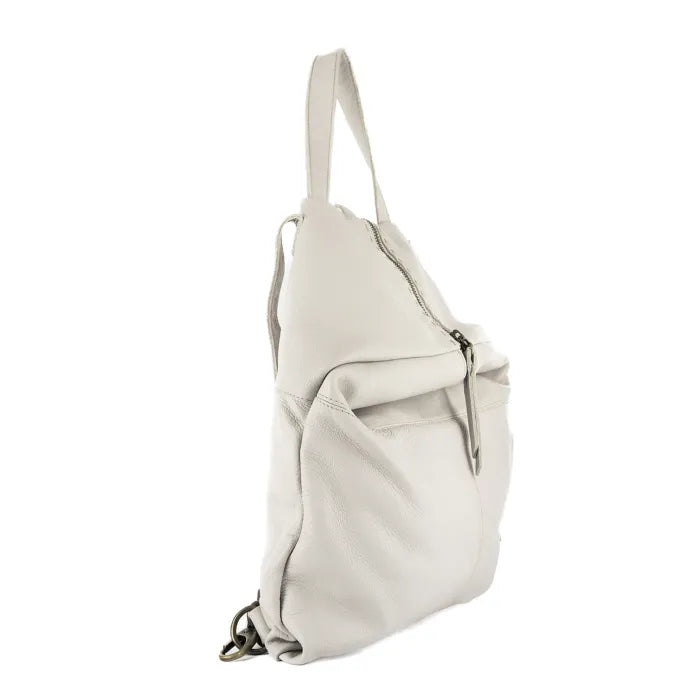 Cream backpack on a white background