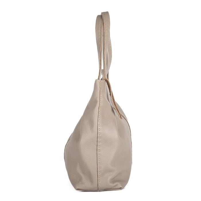 Beige handbag on a white background