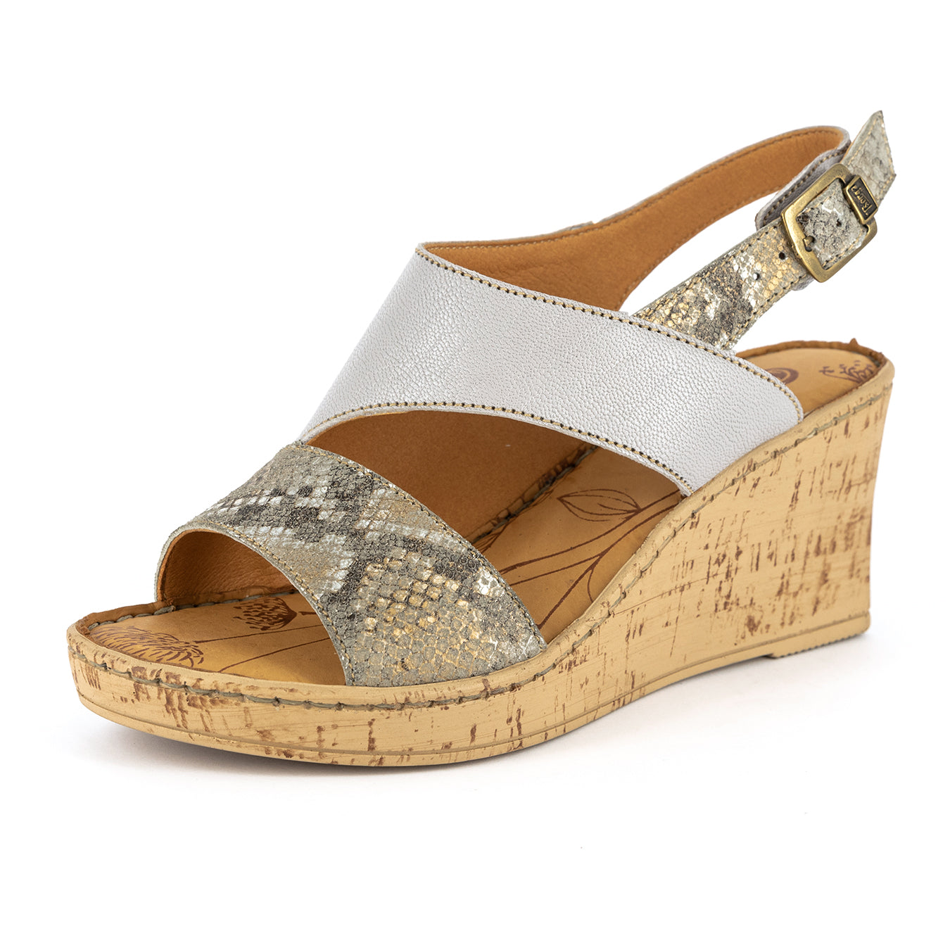 Umgwaqo : Ladies High-Heeled Leather Sandal in Quarry & Opal