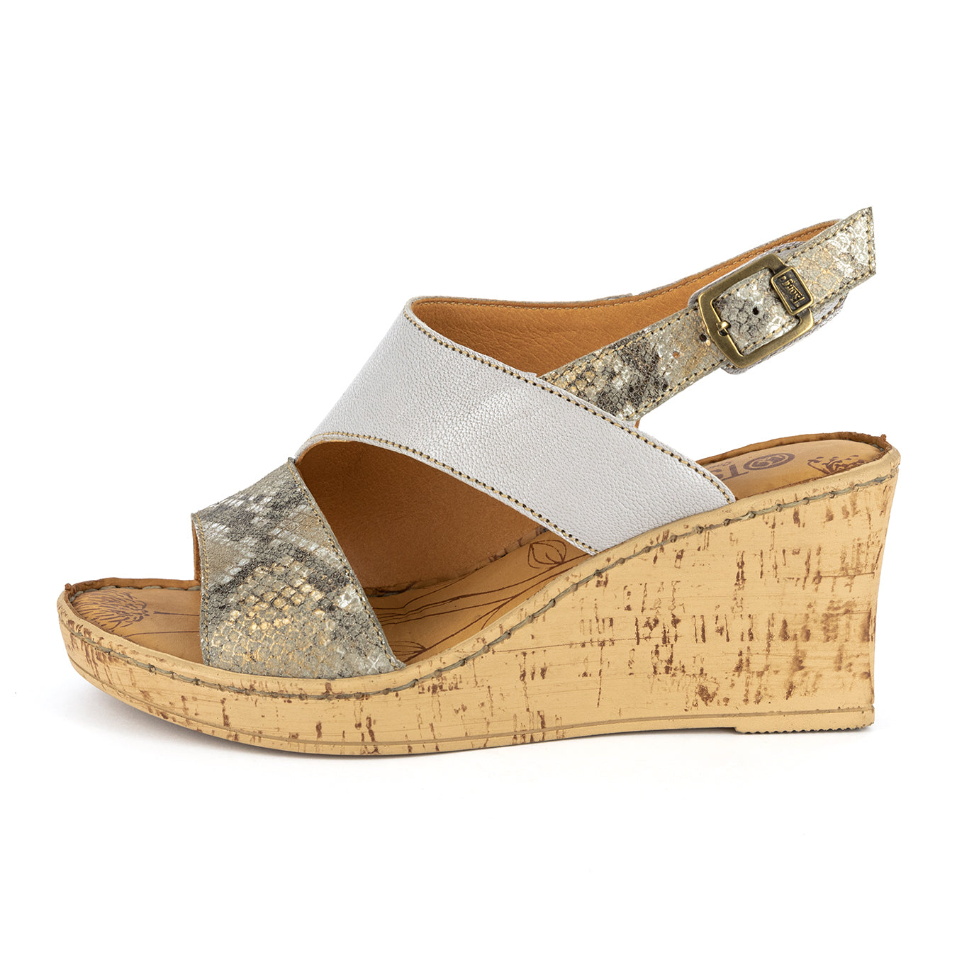 Umgwaqo : Ladies High-Heeled Leather Sandal in Quarry & Opal