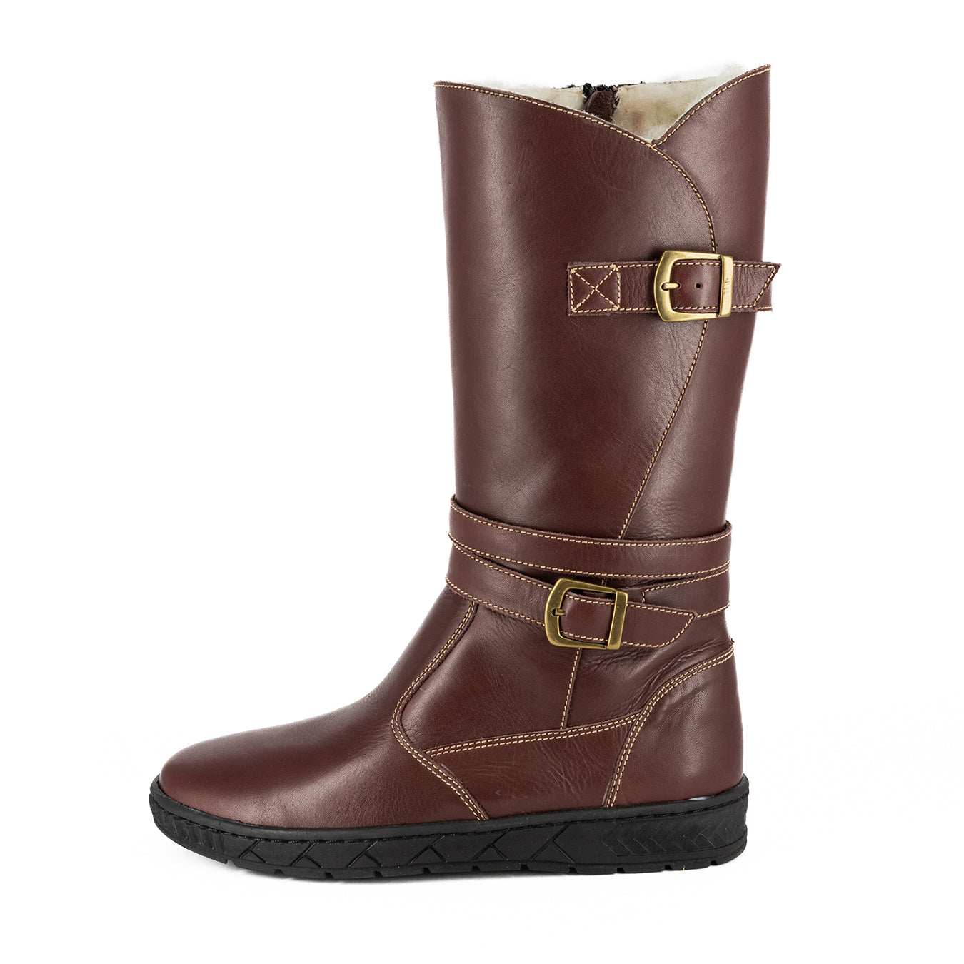 Shakawe : Ladies Leather Wool-Lined Boot in Raisin