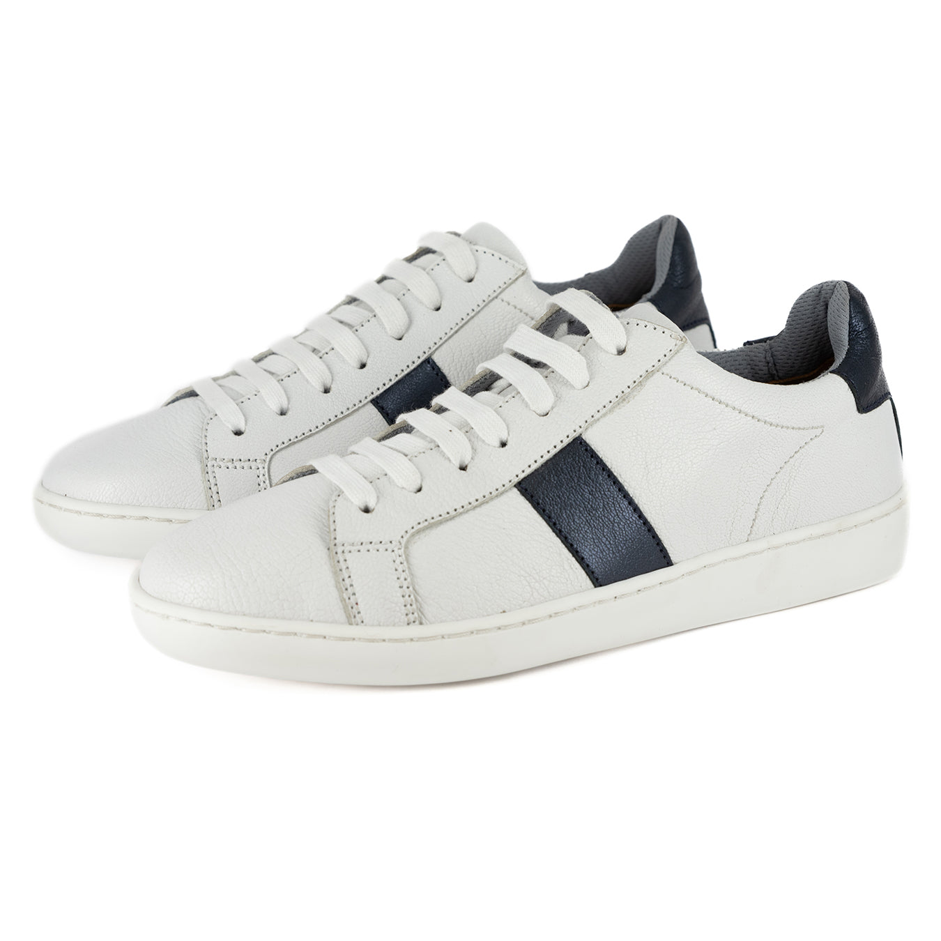 Jelani : Ladies Leather Sneaker in White & Nero