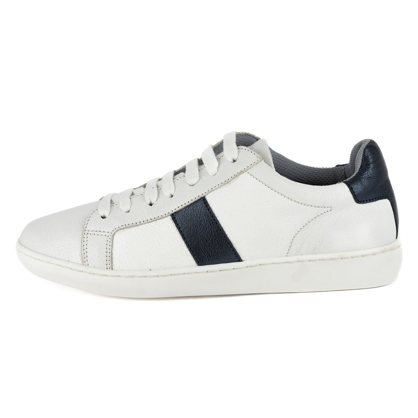 Jelani : Ladies Leather Sneaker in White & Nero