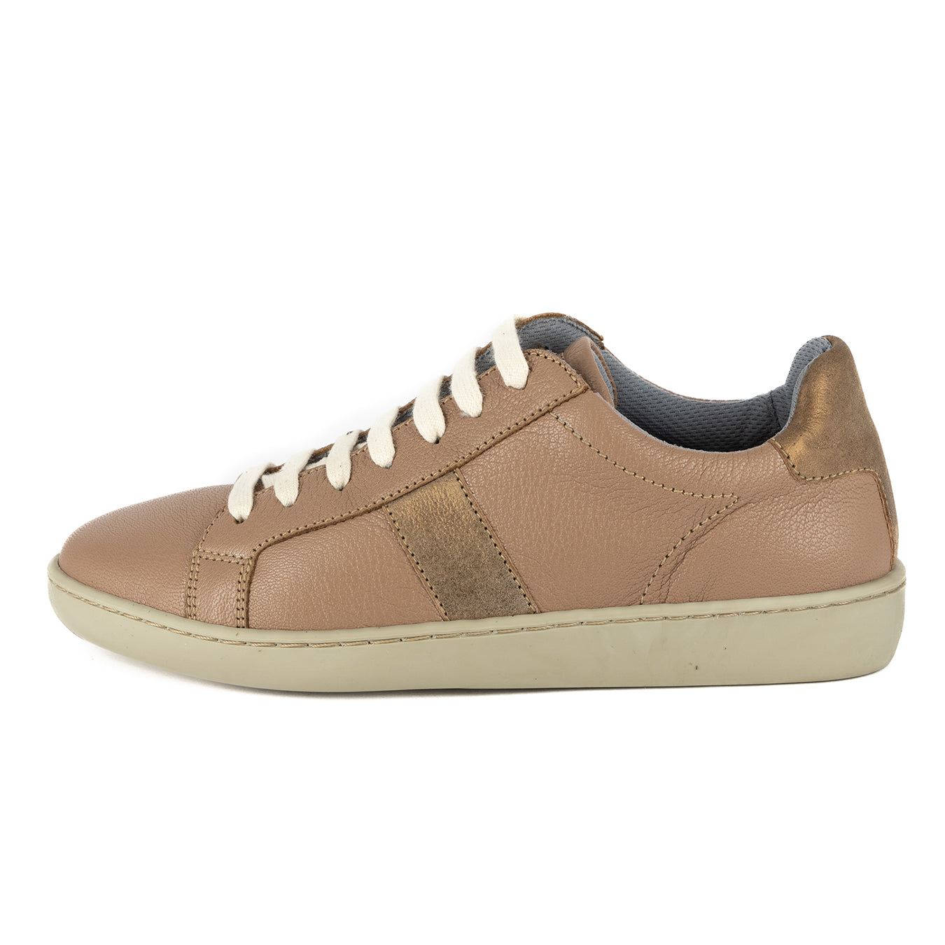 Jelani : Ladies Leather Sneaker in Timber & Beige