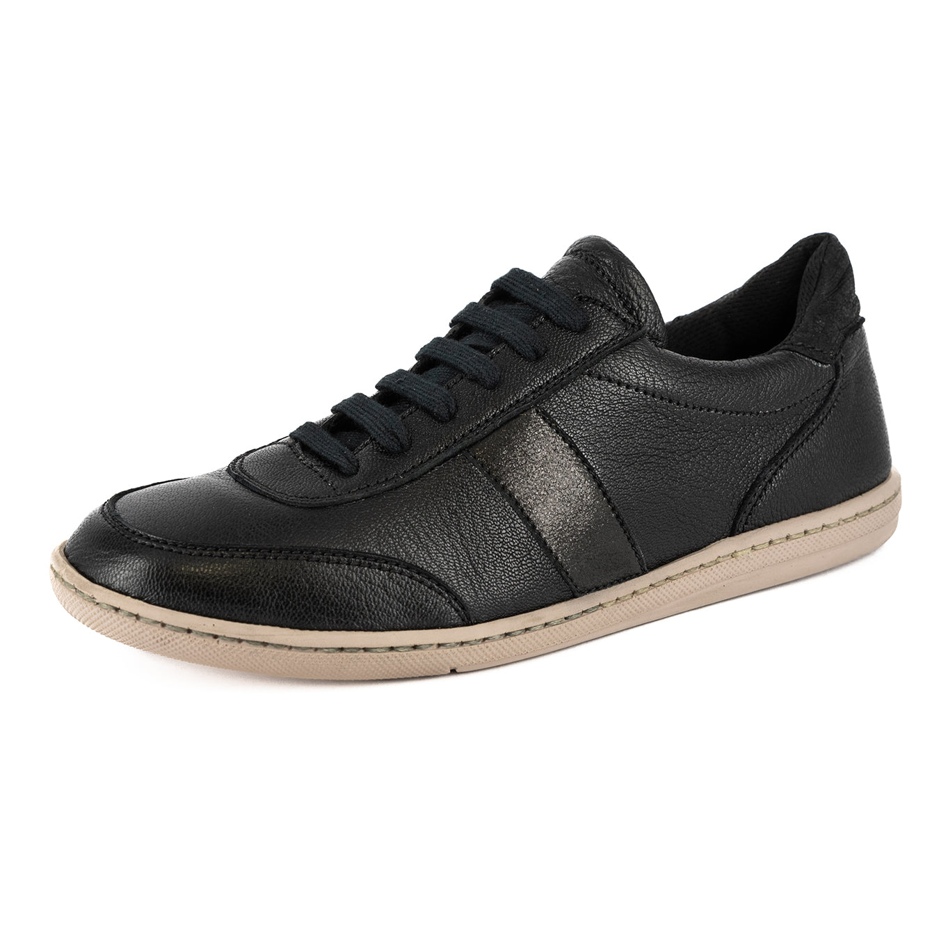 Kwaru : Ladies Leather Sneaker in Black Cayak & Spirit