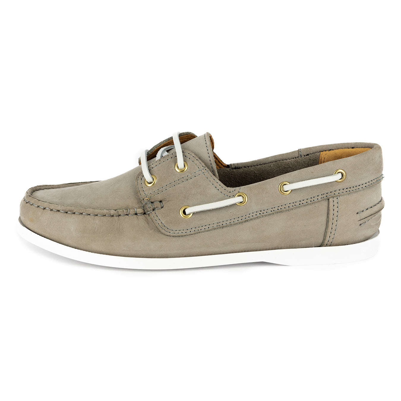 Exwaya : Men's Leather Boat Shoe in Greyscale