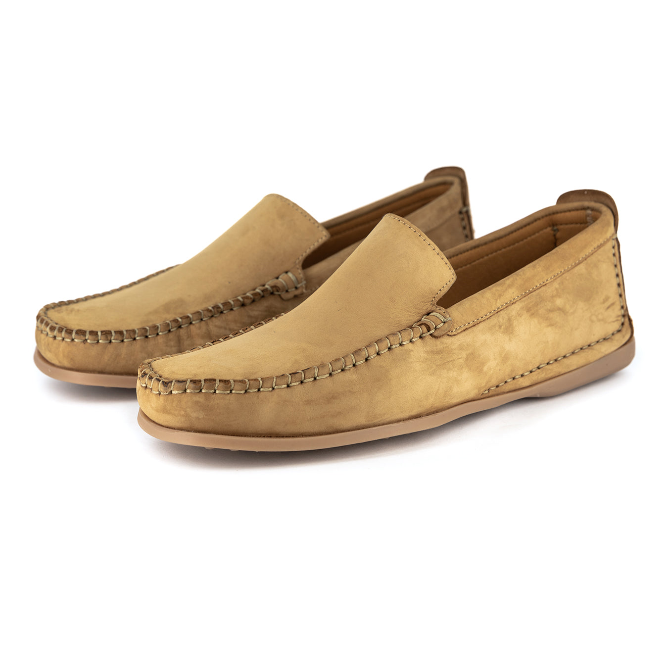 Banakho : Mens Leather Moccasin in Tan Nubuck