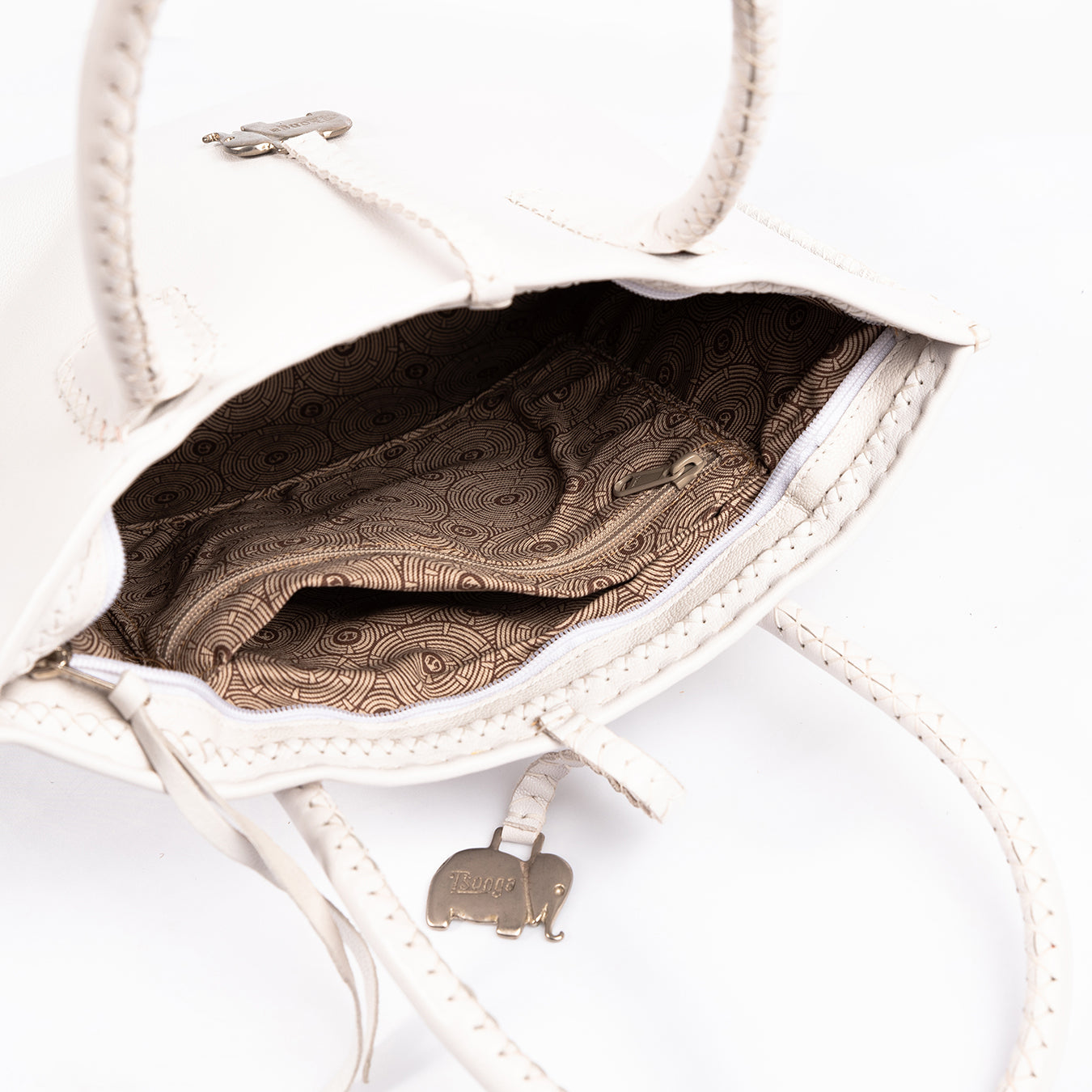 Azetha : Ladies Leather Shopper Handbag in White Cayak