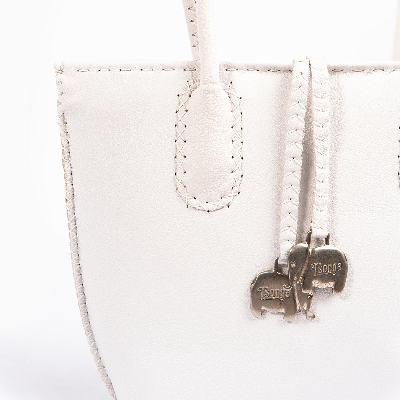 Azetha : Ladies Leather Shopper Handbag in White Cayak