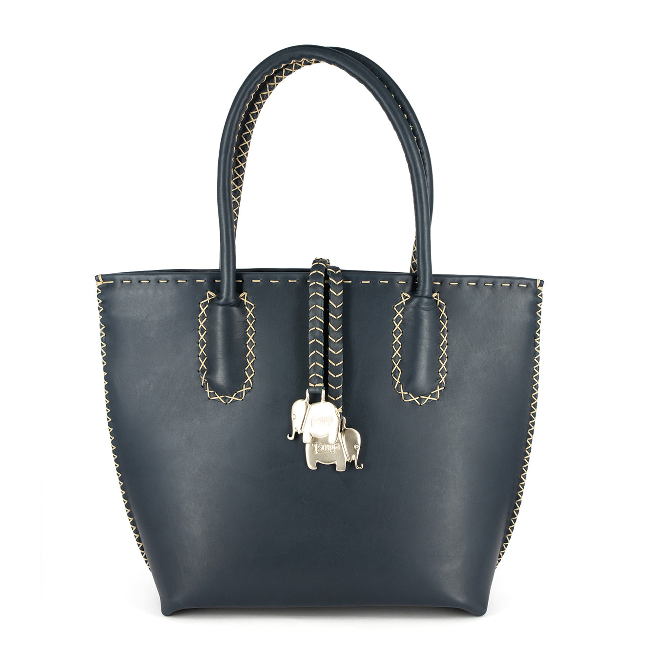 Azetha : Ladies Leather Shopper Handbag in Navy Relaxa