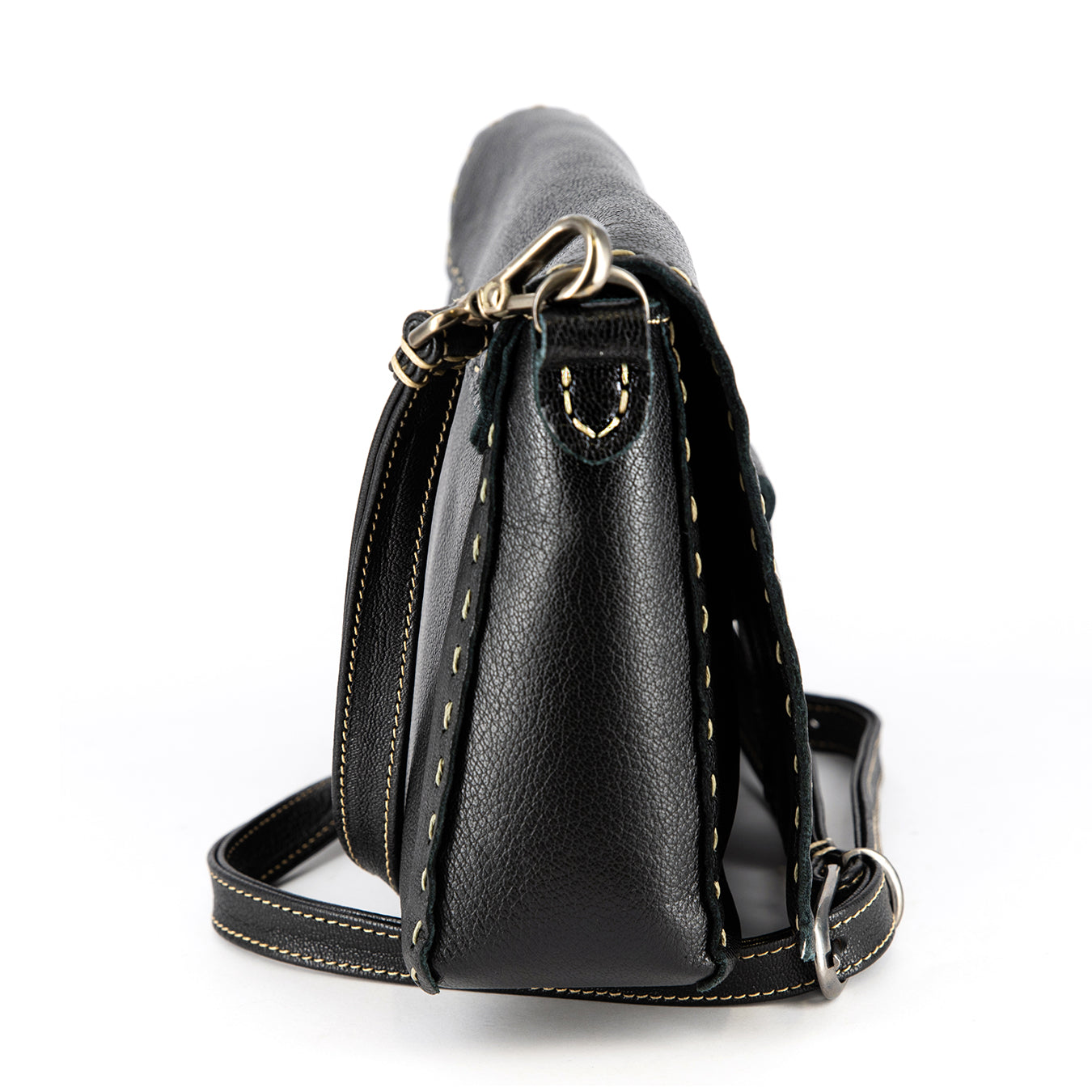 Liana : Ladies Leather Crossbody Handbag in Black Cayak