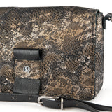Liana : Ladies Leather Crossbody Handbag in Nero Rockafella & Black Cayak