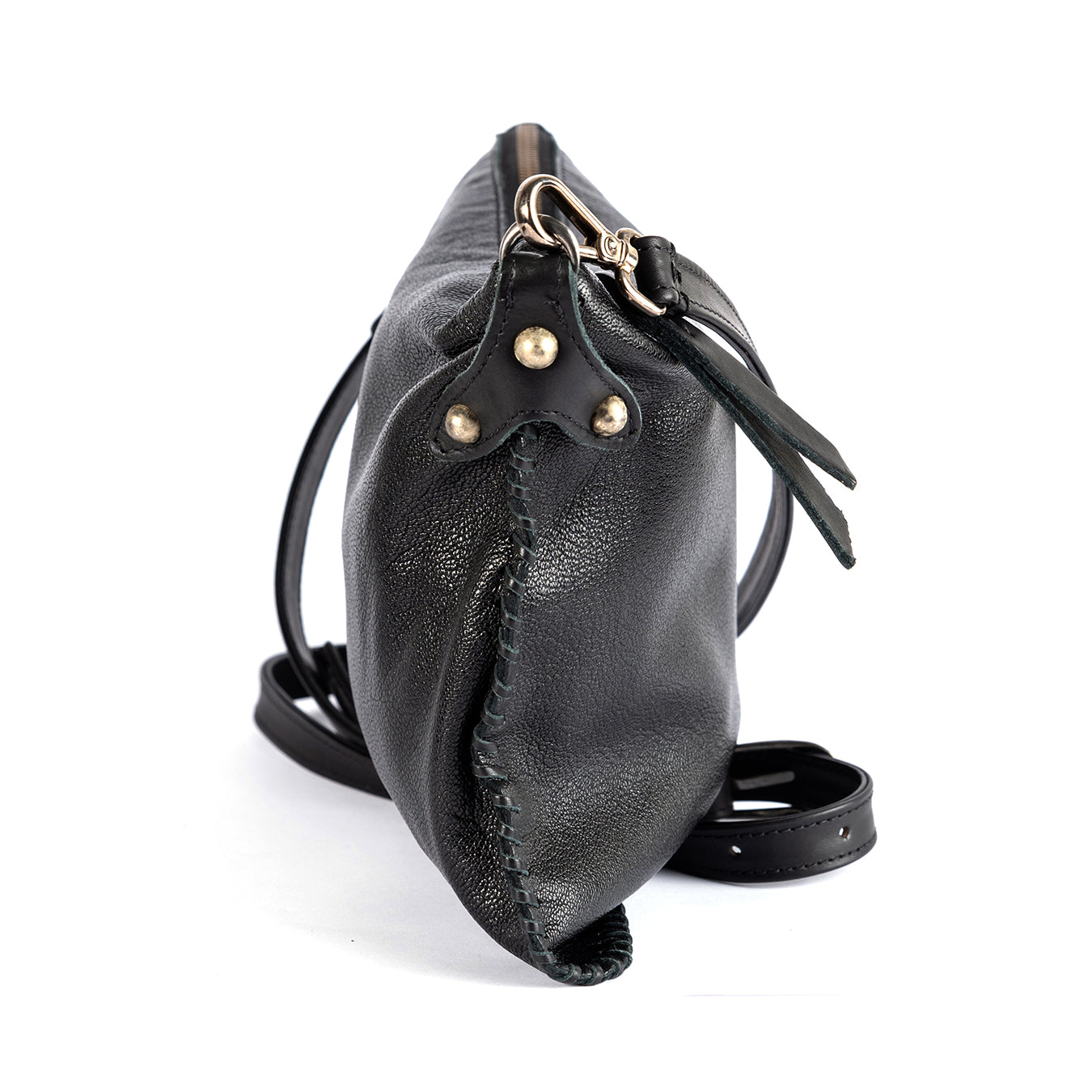 Rantu : Ladies Leather Crossbody Handbag in Black Cayak