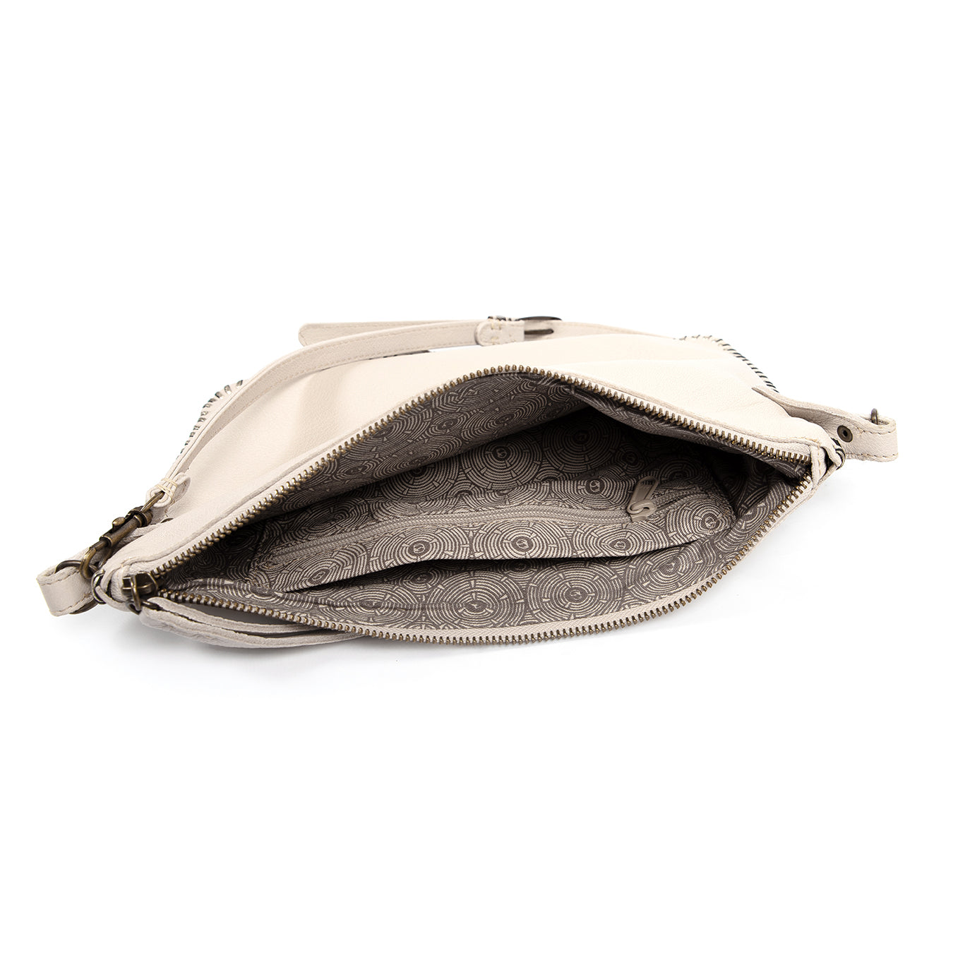 Rantu : Ladies Leather Crossbody Handbag in Cream & Platino