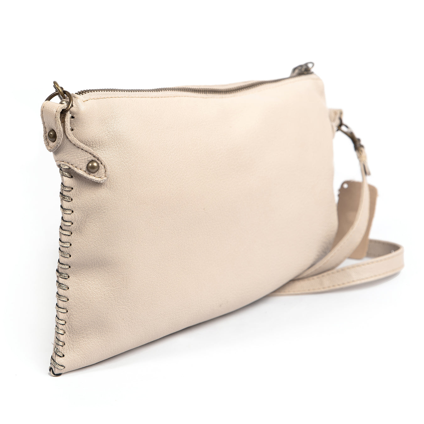 Rantu : Ladies Leather Crossbody Handbag in Cream & Platino