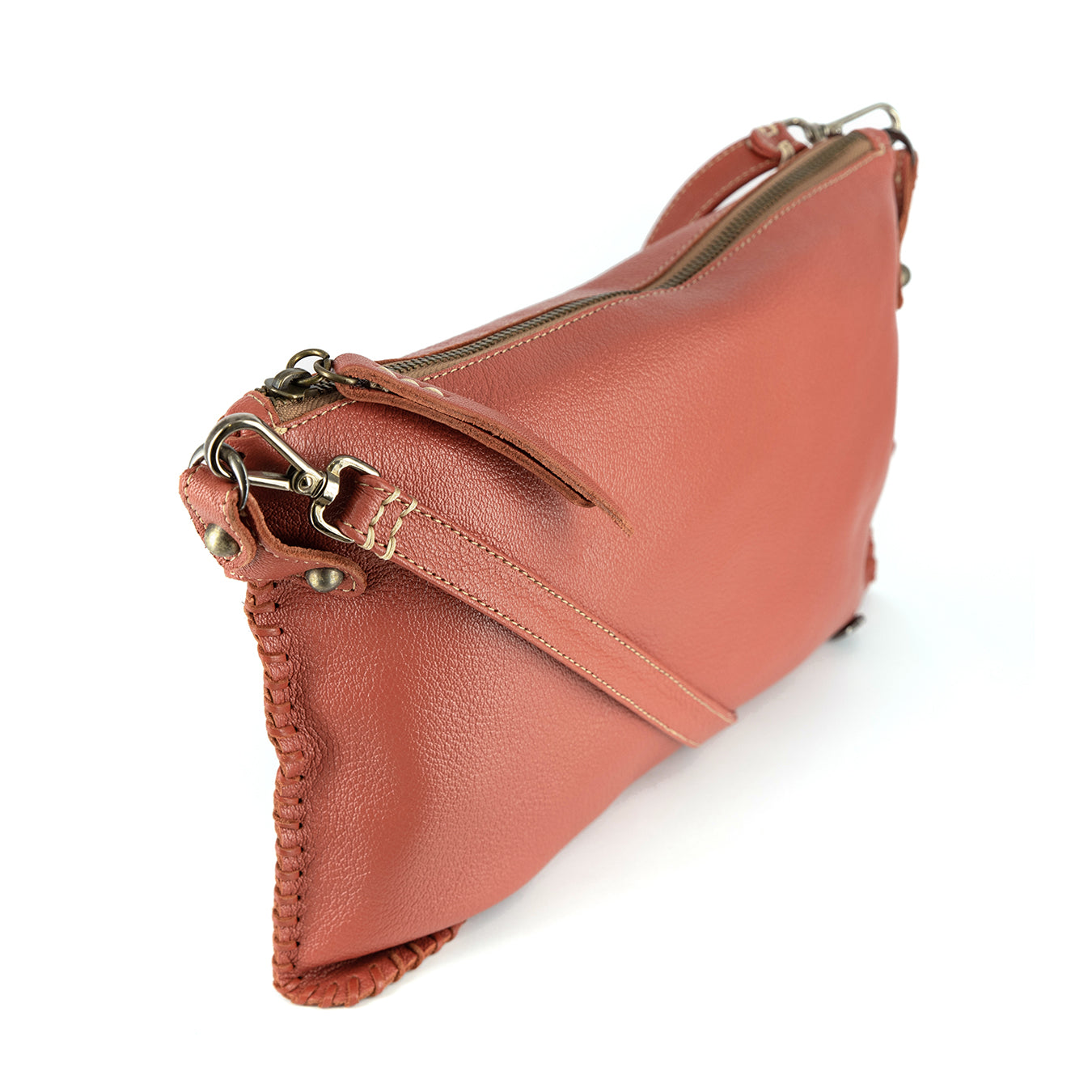 Rantu : Ladies Leather Crossbody Handbag in Burnt Orange