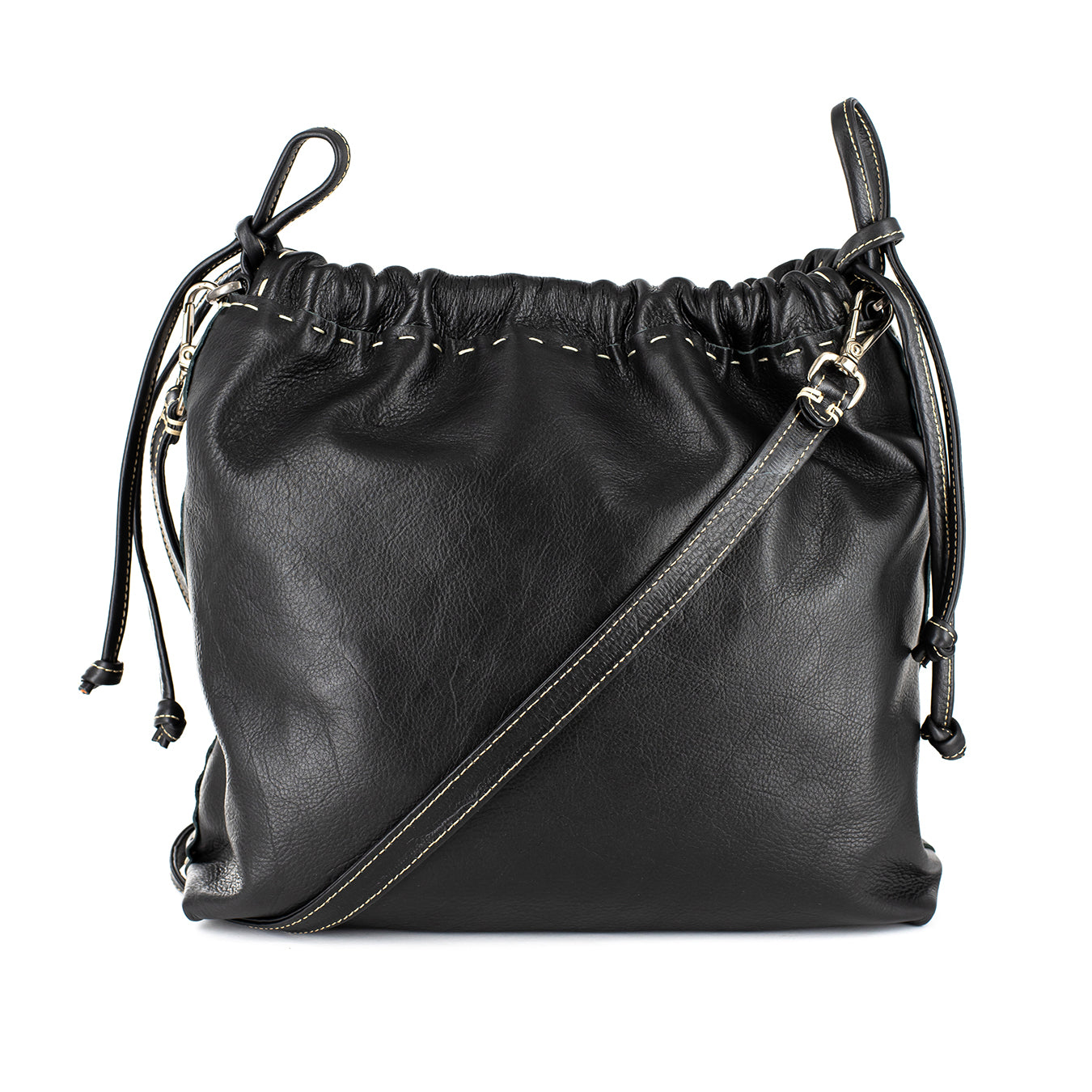 Rossa : Ladies Leather Crossbody Handbag in Black Delta