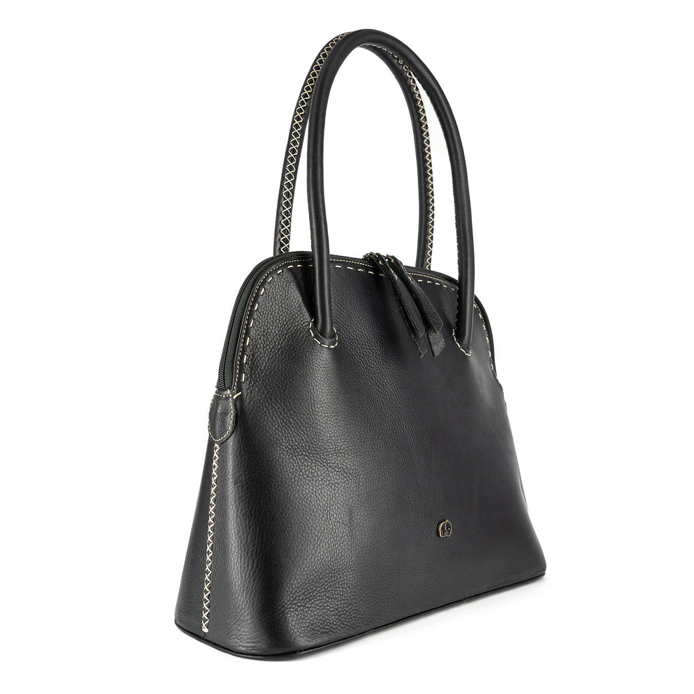 Thina : Ladies Leather Shopper Handbag in Black Delta