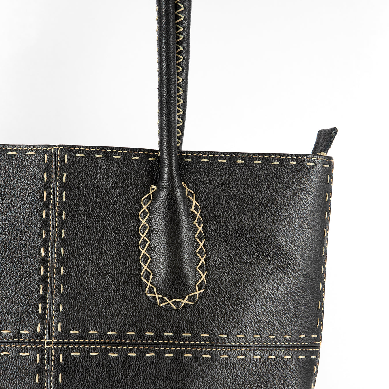 Vanessa : Ladies Leather Shopper Handbag in Black Cayak