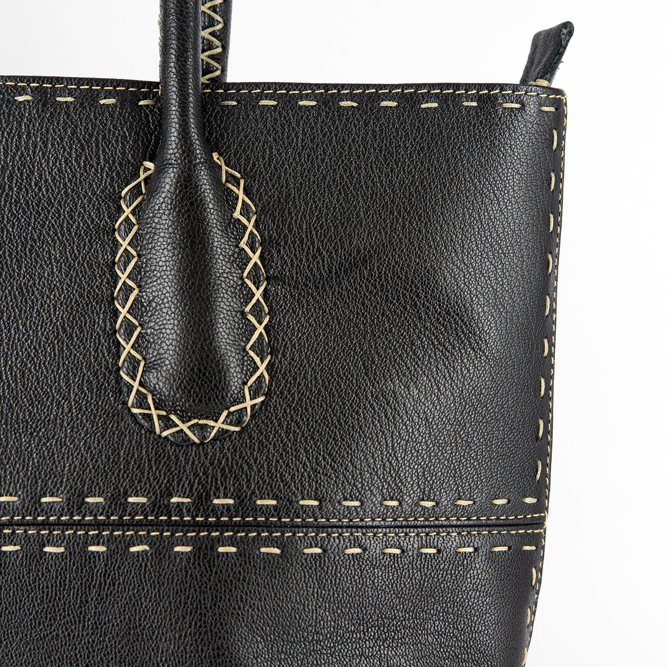 Vanessa : Ladies Leather Shopper Handbag in Black Cayak