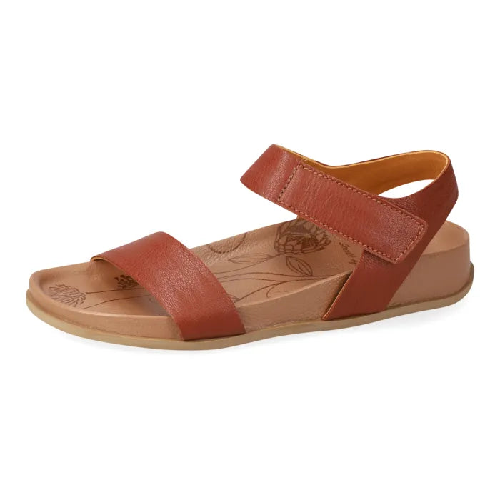 Brown sandal with a strap on a white background