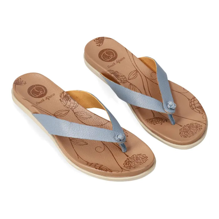 Light Blue toe-thong sandal.