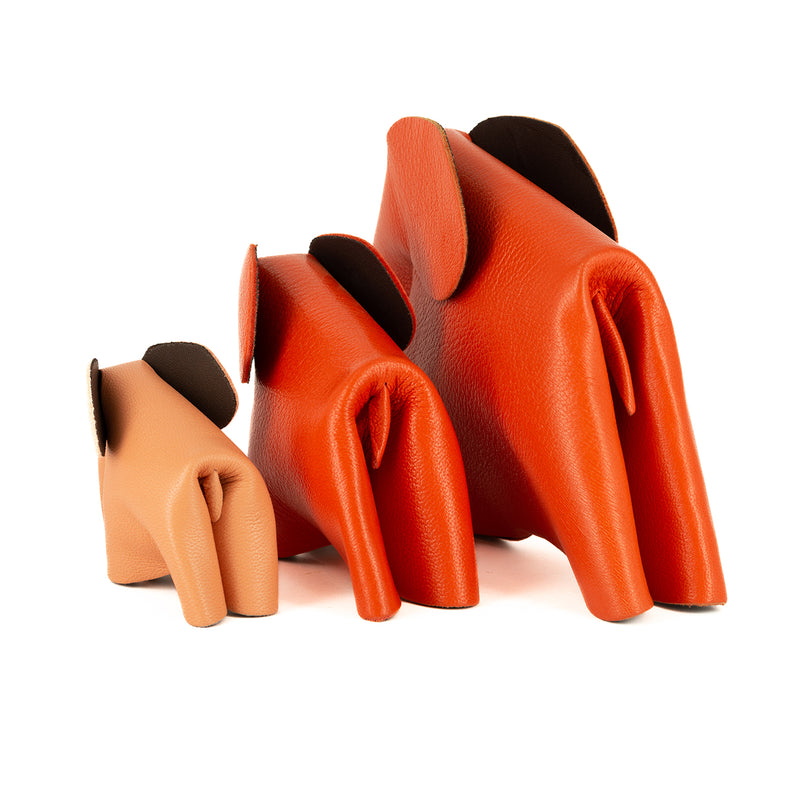 Parva : Small Elephant Family Accessory in Coral Leather