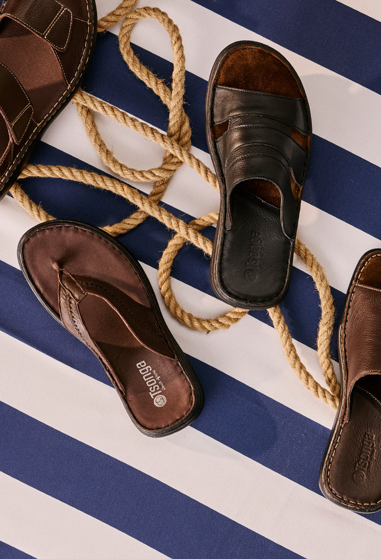 Dukuza : Men's Leather Sandal in Black Natan
