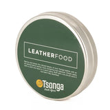 Green container of Leatherfood with Tsonga branding on a white background