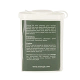 Green label with text on a white background