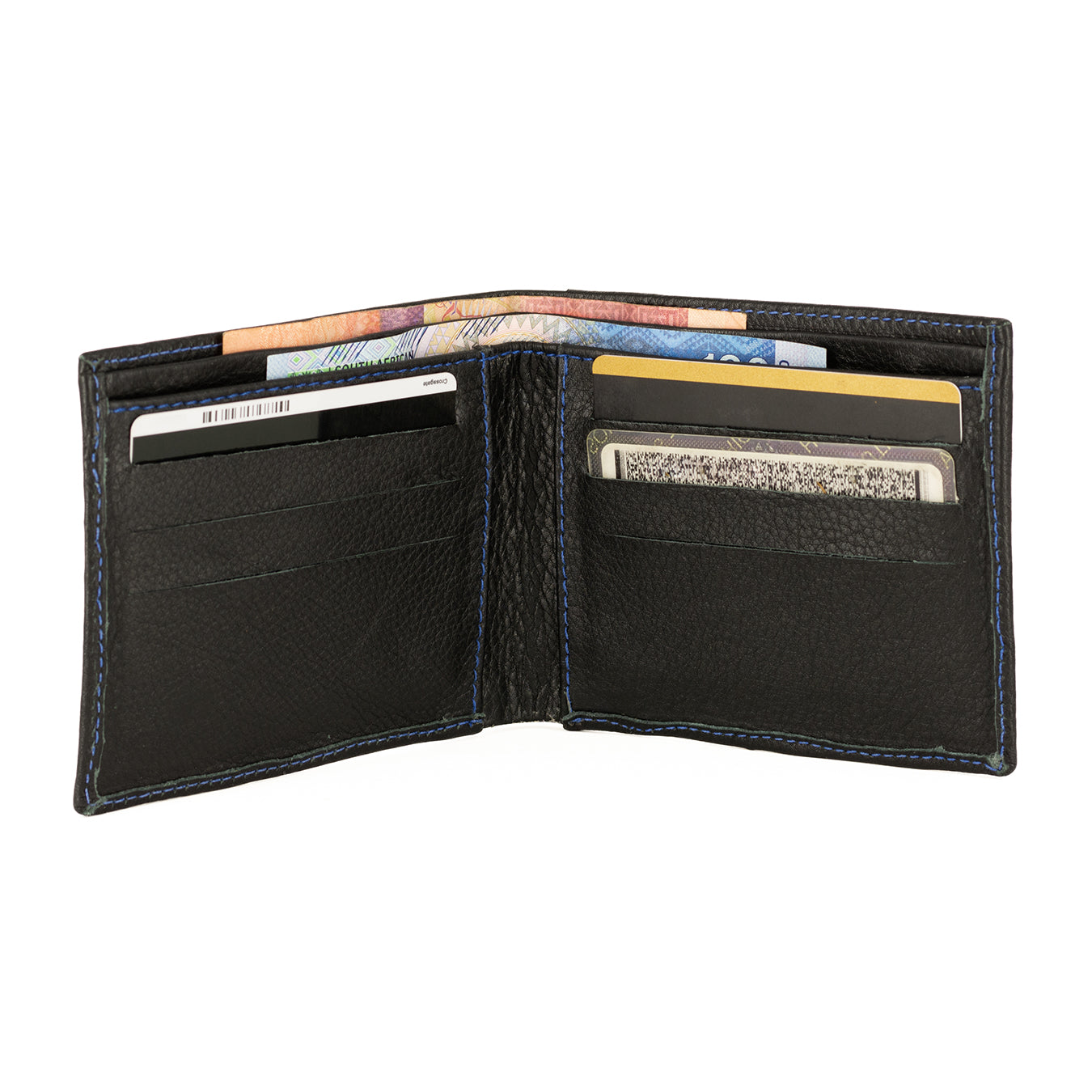 Leefa : Mens Leather Wallet in Black Delta