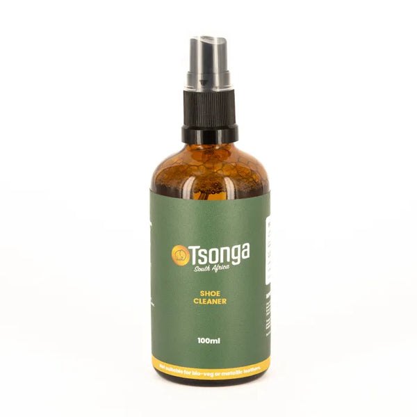 Bottle of Tsonga Shoe Cleaner on a white background