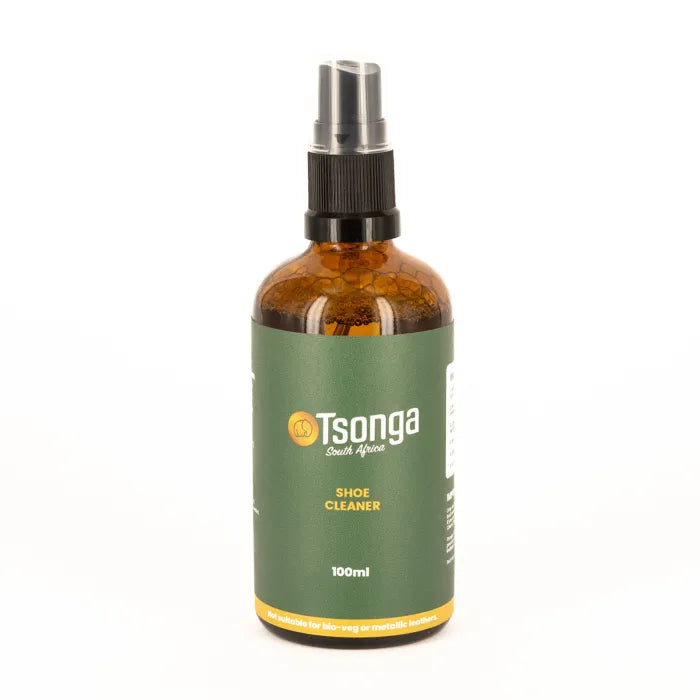 Bottle of Tsonga Shoe Cleaner on a white background