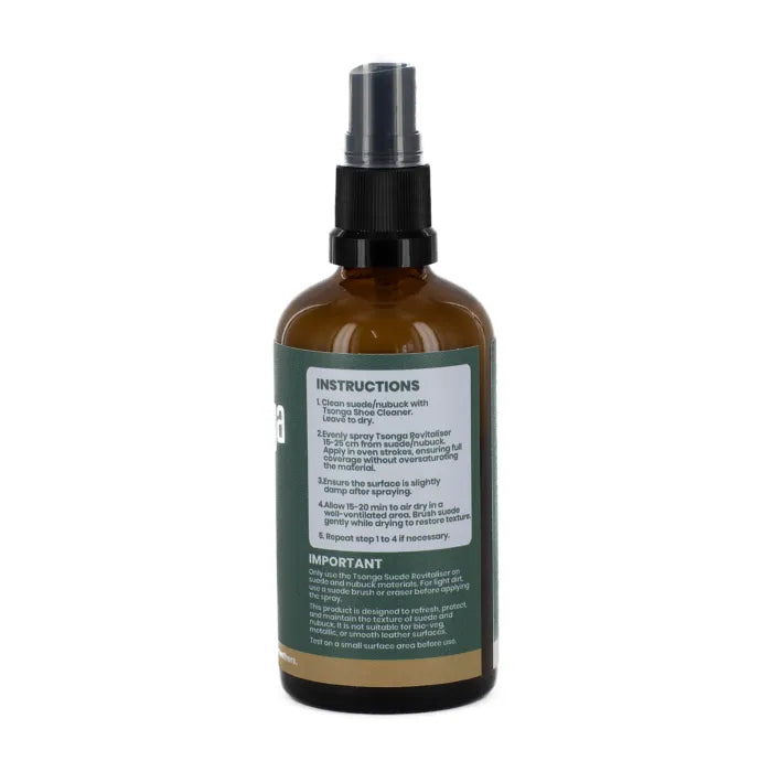 Brown spray bottle with a label on a white background