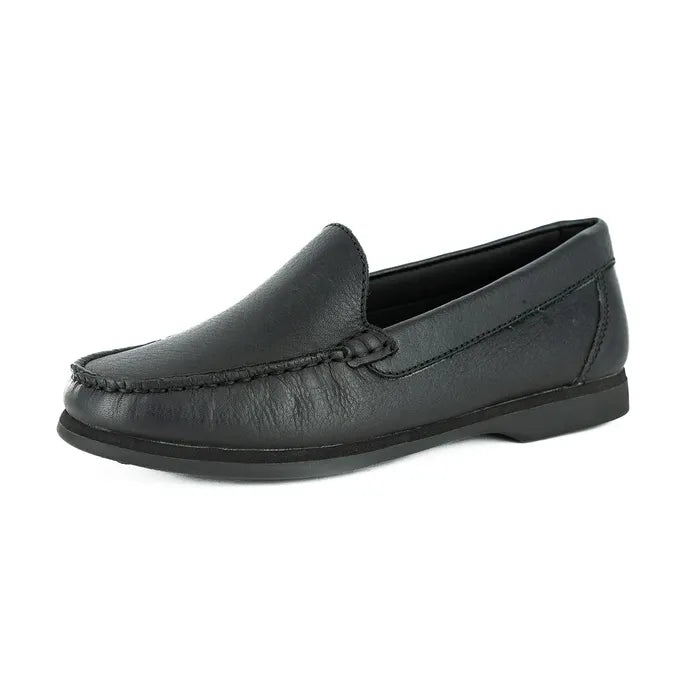 Black loafer shoe on a white background