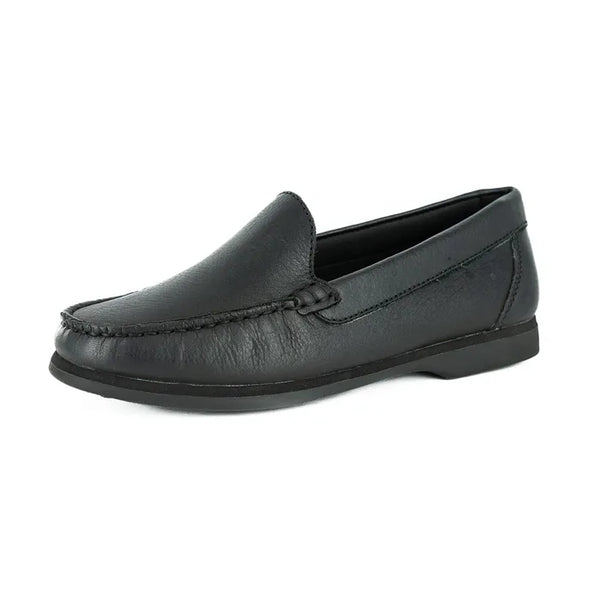 Black loafer shoe on a white background