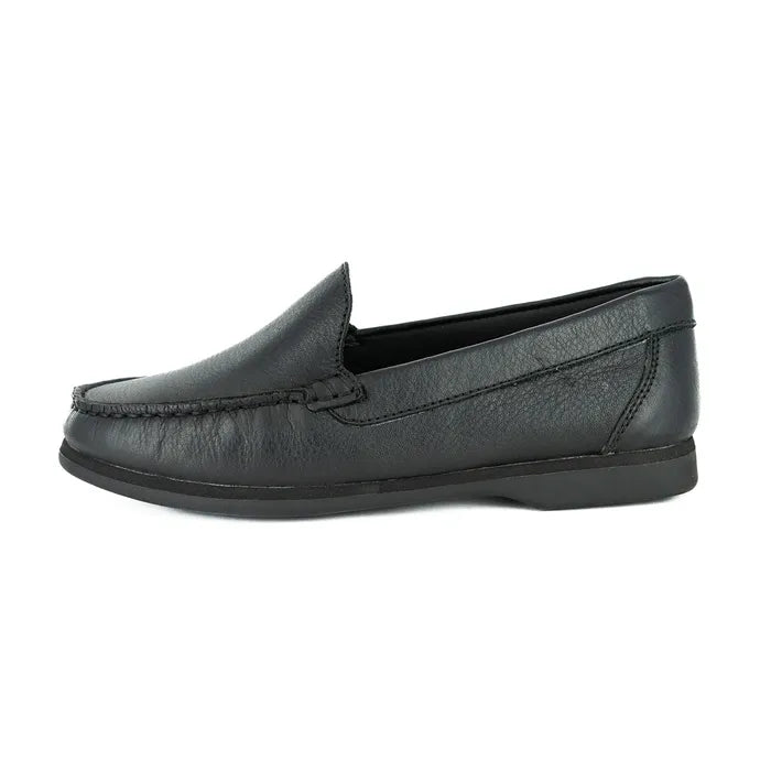 Black loafer shoe on a white background