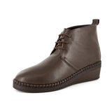Umeseki : Ladies Leather Wedge Ankle Boot in Choc Delta