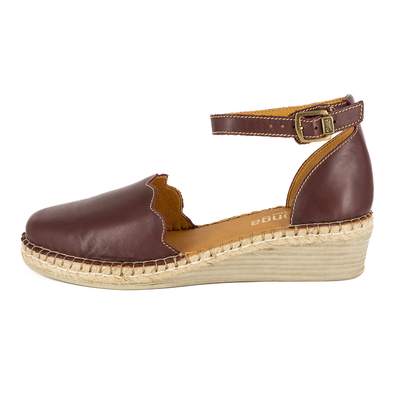 Inkantolo : Ladies Leather Wedge Espadrille in Raisin