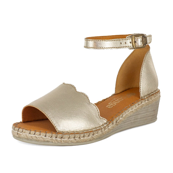Pulika : Ladies Leather Wedge Espadrille in Platino Galaxy
