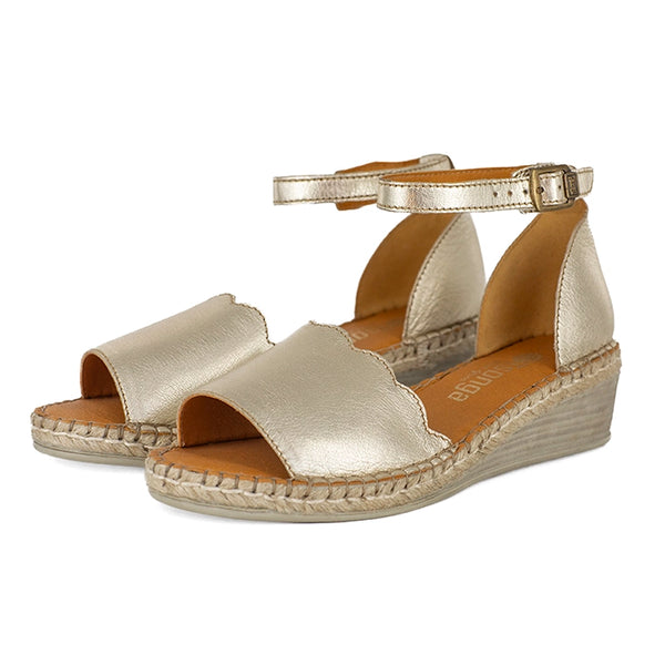 Pulika : Ladies Leather Wedge Espadrille in Platino Galaxy