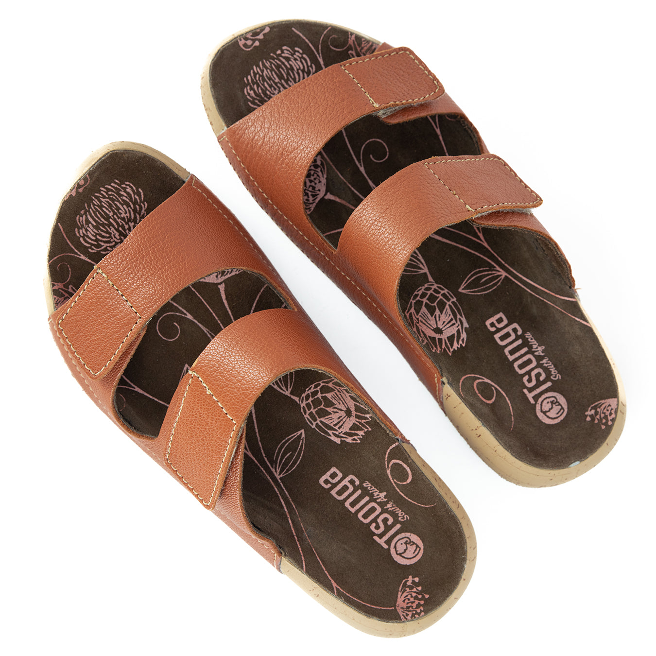 Lesedi : Ladies Leather Sandal in Oak