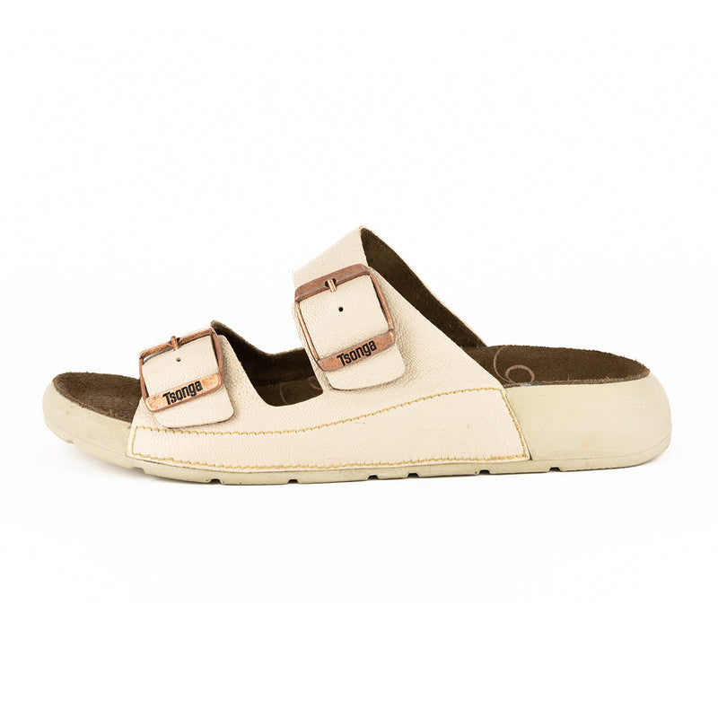 Masego : Ladies Leather Sandal in Cream Cayak