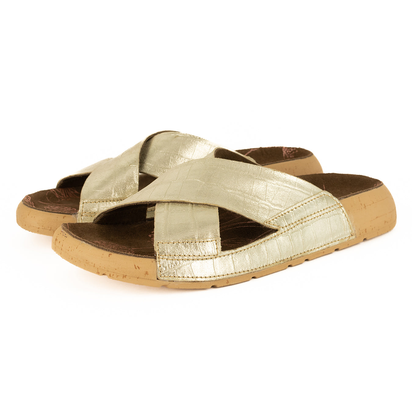 Monifa : Ladies Leather Sandal in Gold